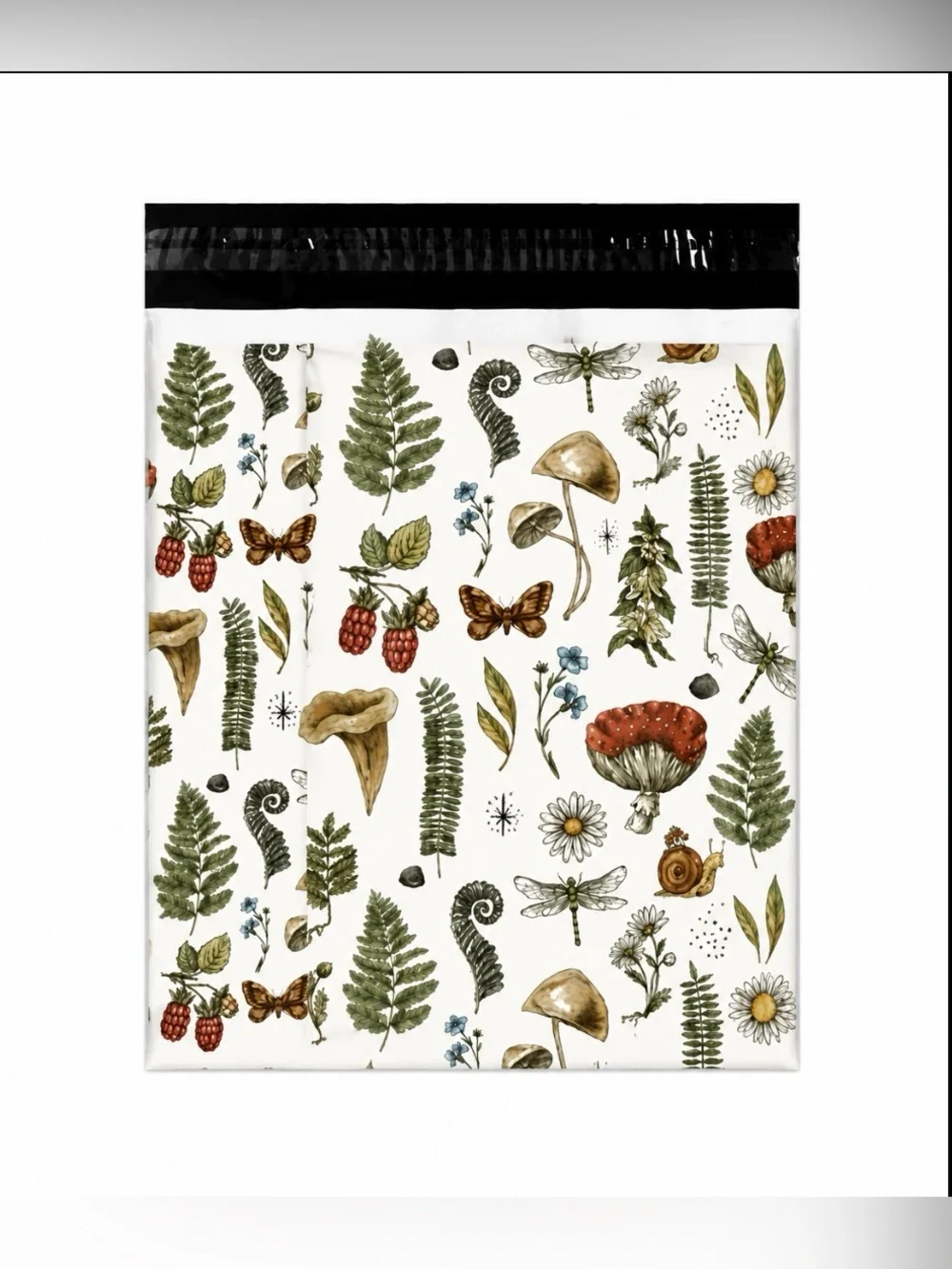 20  10” x 13” Fiddle Fern Mushroom Poly Mailers